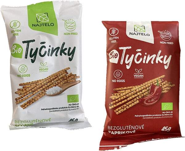 Najtelo Tyčinky bezgluténové BIO 45g - Bezlepkové tyčinky s paprikovou príchuťou