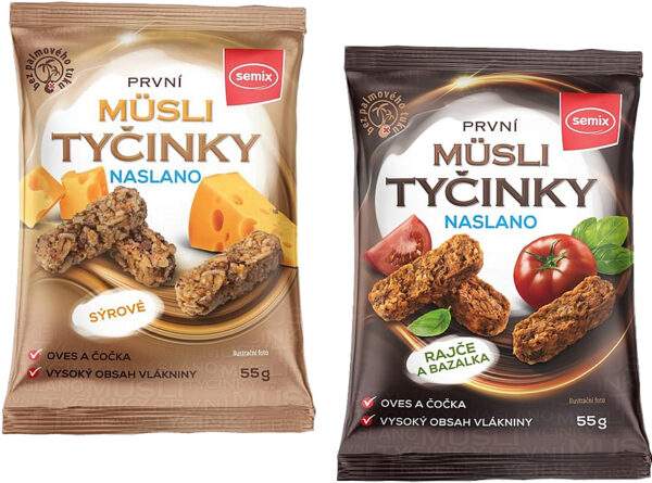 semix Müsli tyčinky slané - bezlepkové 55g - Müsli tyčinky syrové