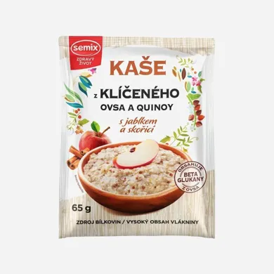 Kaša z klíčeného ovsa a quinoa s jablkom a škoricou bez lepku 65 g