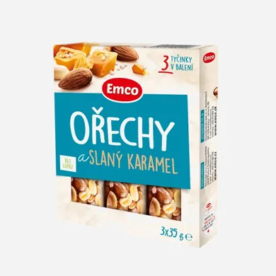 Tyčinka s orechmi a slaným karamelom 3x 35 g 105 g