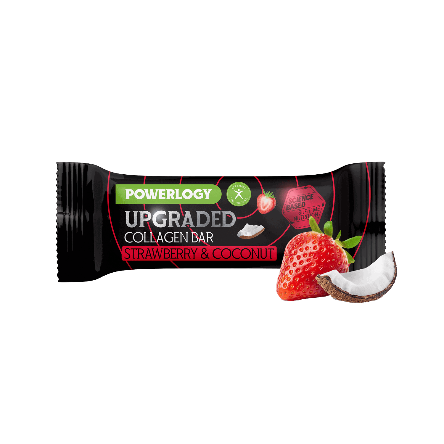 Powerlogy Upgraded Collagen Bar Strawberry 50 g Tyčinka so hydrolyzovaným kolagénom