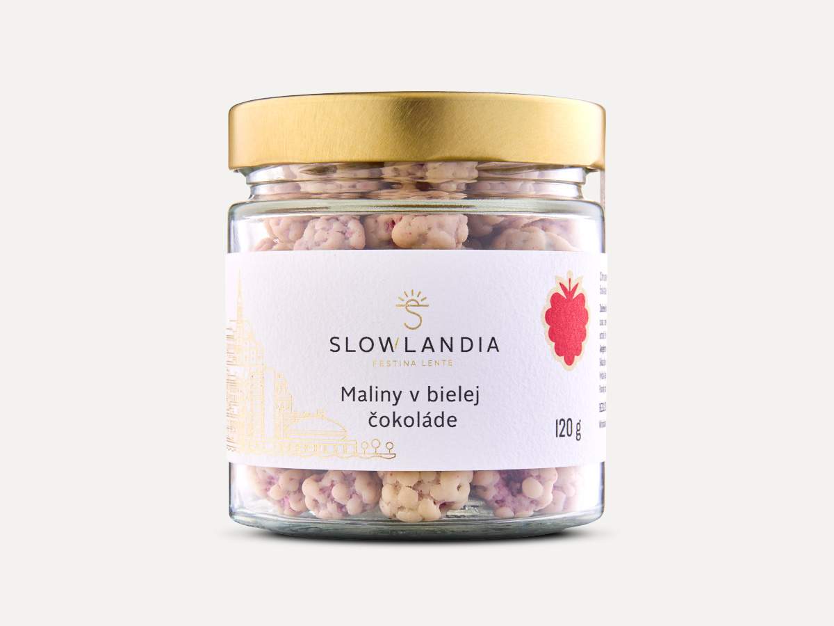 Maliny v bielej čokoláde 120g