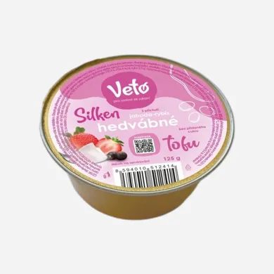 Hodvábne tofu s príchuťou jahoda a ríbezle 125 g