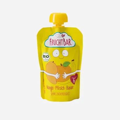 Ovocné vrecko s banánom, broskýň a mangom BIO 100 g