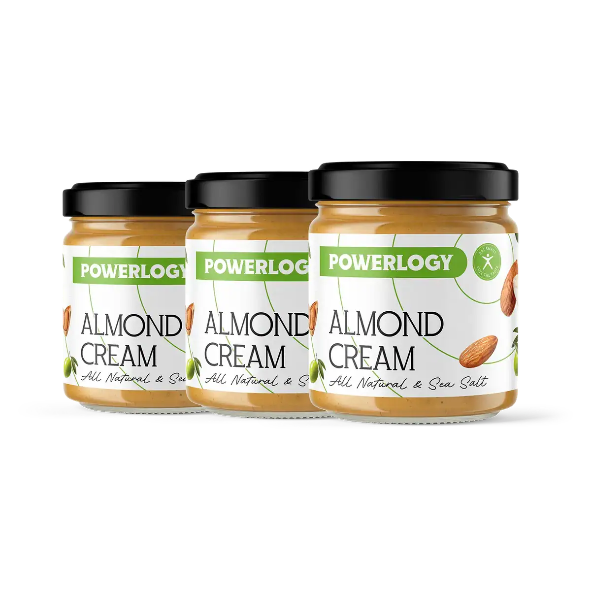 Powerlogy Almond Cream 3 x 330 g Najpredávanejšie balenie mandľového krému s olivovým olejom a štipkou soli