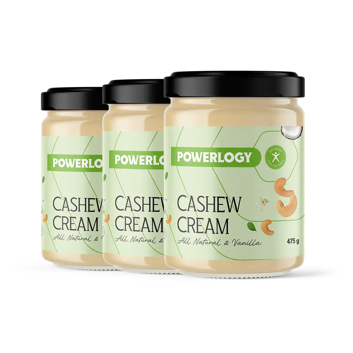 Powerlogy Cashew Cream 3 x 475 g Veľké balenie kešu krému s kokosom a štipkou vanilky