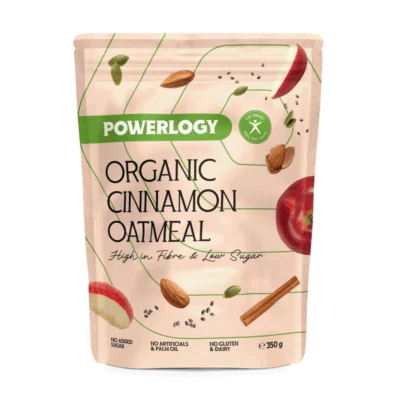 Powerlogy Organic Cinnamon Oatmeal 350 g Bezlepková BIO raňajková kaša s jablkami