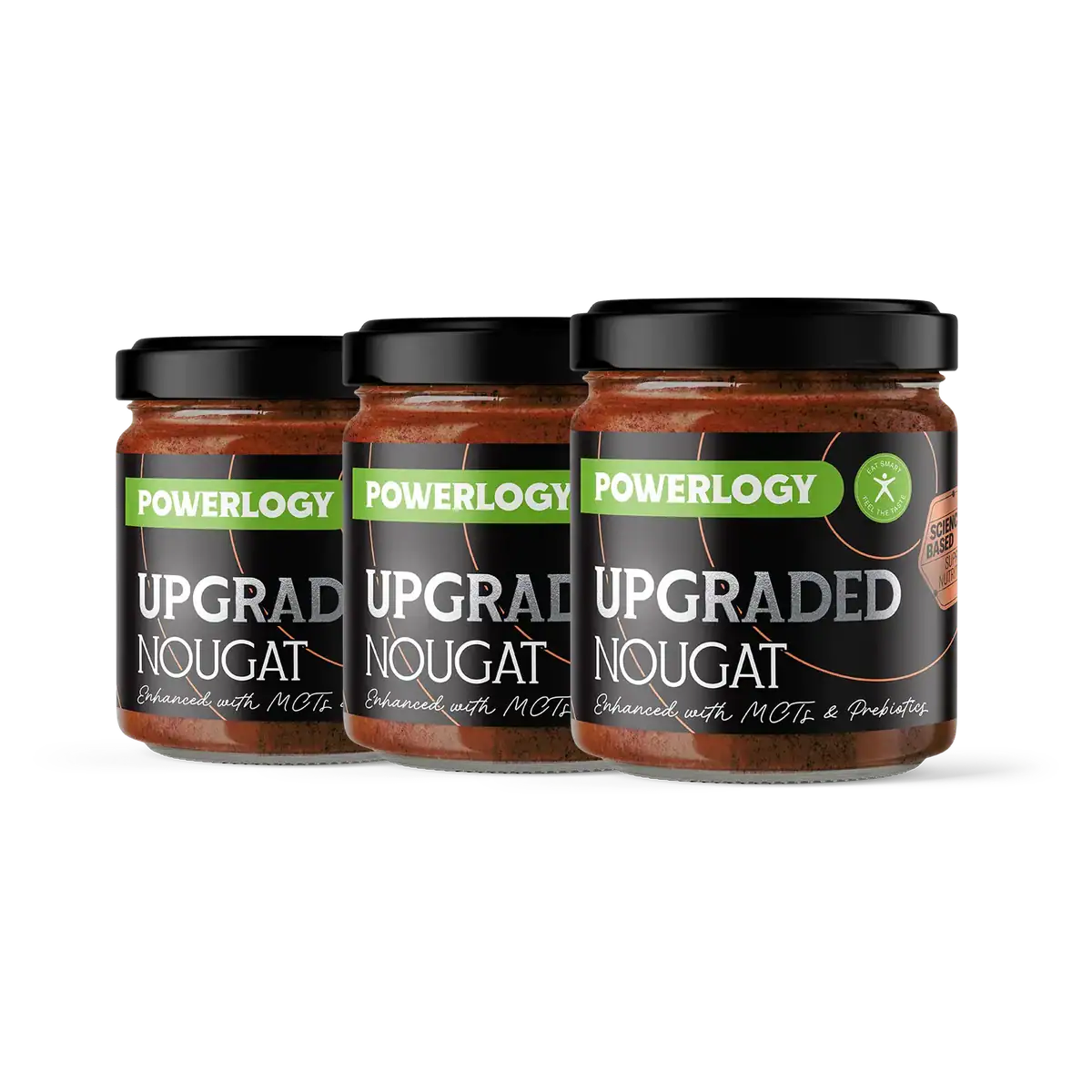 Powerlogy Upgraded Nougat Cream 3 x 330 g Horký lieskovoorieškový nugát s prebiotickou vlákninou a MCT tukmi