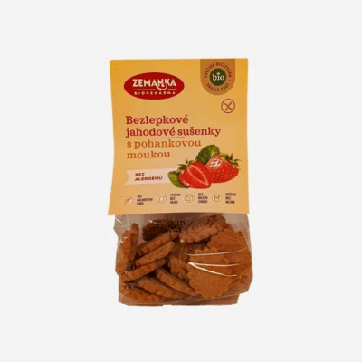 Bezlepkové jahodové sušienky s pohánkovou múkou BIO 100 g